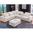 Chenille L-Shape Sectional Sofa with Ottoman Console Pillows Beige