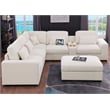 Chenille L-Shape Sectional Sofa with Ottoman Console Pillows Beige