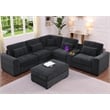 Chenille L-Shape Sectional Sofa with Ottoman Console Pillows Gray