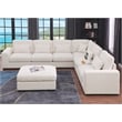6-Seat Chenille Sectional Sofa with Ottoman Console & Pillows Beige