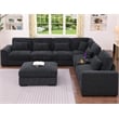 6-Seat Chenille Sectional Sofa with Ottoman Console & Pillows Gray