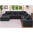 6-Seat Chenille Sectional Sofa with Ottoman Console & Pillows Gray