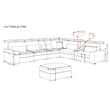 6-Seat Chenille Sectional Sofa with Ottoman Console & Pillows Gray