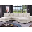 U-Shape Chenille Sectional Sofa with Dual Chaise Beige