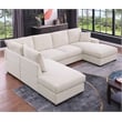 U-Shape Chenille Sectional Sofa with Dual Chaise Beige