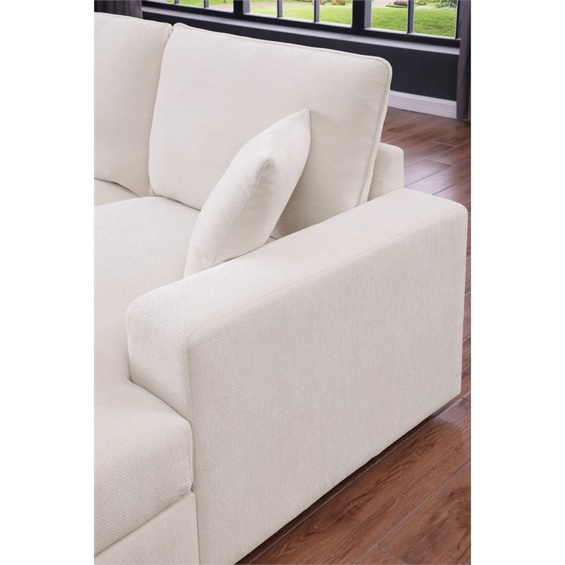 U-Shape Chenille Sectional Sofa with Dual Chaise Beige