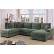 U-Shape Chenille Sectional Sofa with Dual Chaise Green