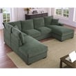 U-Shape Chenille Sectional Sofa with Dual Chaise Green