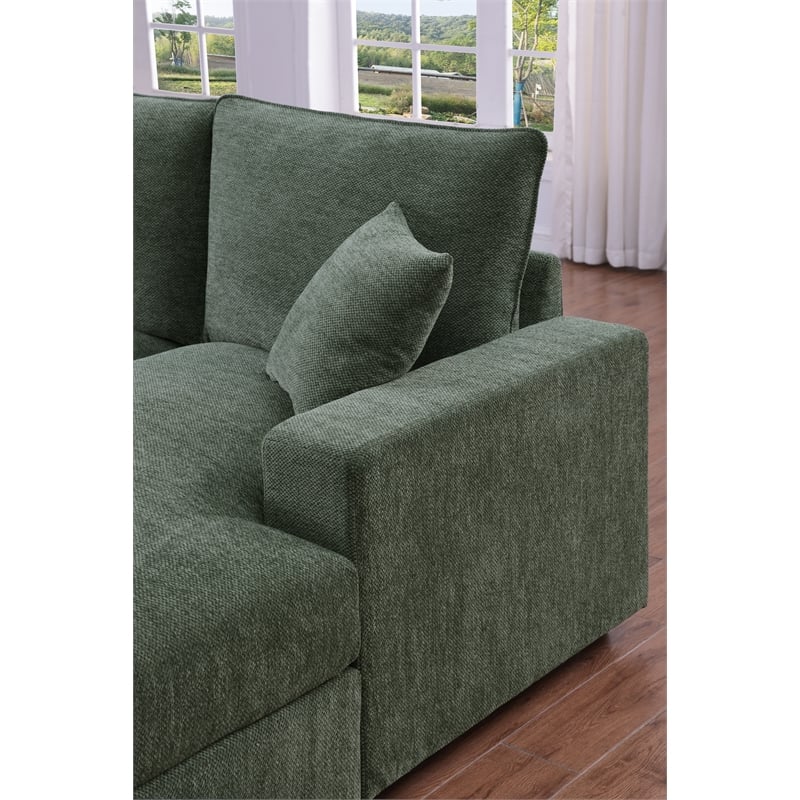 U-Shape Chenille Sectional Sofa with Dual Chaise Green