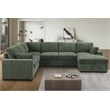 6-Seat U-Shape Chenille Sectional Sleeper Sofa w/ Storage Chaise Green