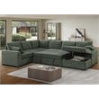 6-Seat U-Shape Chenille Sectional Sleeper Sofa w/ Storage Chaise Green