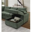 6-Seat U-Shape Chenille Sectional Sleeper Sofa w/ Storage Chaise Green