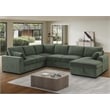 6-Seat U-Shape Chenille Sectional Sleeper Sofa w/ Storage Chaise Green