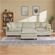 3-Seat Corduroy Cloud Sofa with Ottoman & Pockets & Pillows Beige