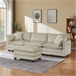 3-Seat Corduroy Cloud Sofa with Ottoman & Pockets & Pillows Beige