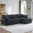 3-Seat Corduroy Cloud Sofa with Ottoman & Pockets & Pillows Gray