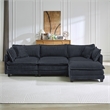 3-Seat Corduroy Cloud Sofa with Ottoman & Pockets & Pillows Gray
