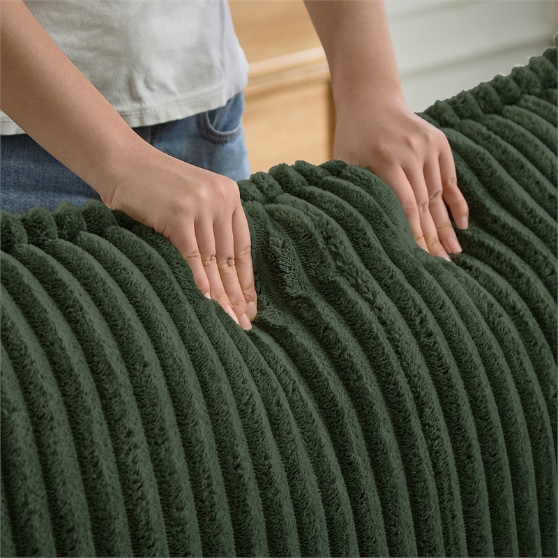 3-seat corduroy cloud sofa with ottoman & pockets & pillows green