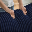 3-Seat Corduroy Cloud Sofa with Ottoman & Pockets & Pillows Blue