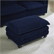 3-Seat Corduroy Cloud Sofa with Ottoman & Pockets & Pillows Blue