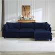 3-Seat Corduroy Cloud Sofa with Ottoman & Pockets & Pillows Blue