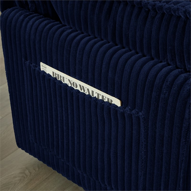 3-Seat Corduroy Cloud Sofa with Ottoman & Pockets & Pillows Blue