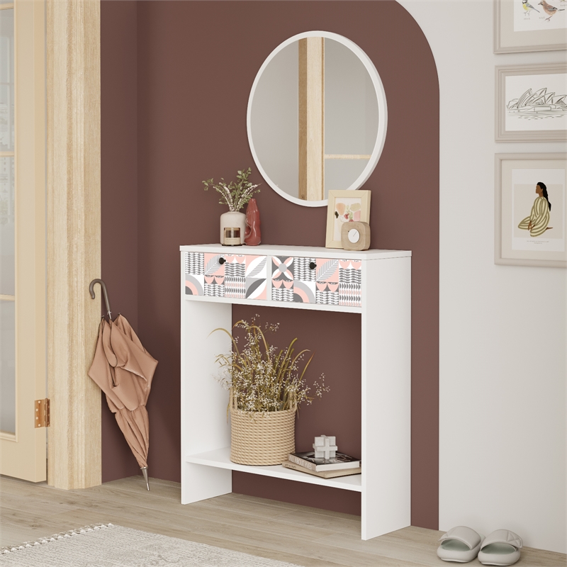 Larris Foyer Console  2 Doors White UV Print