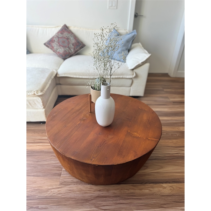 Batamex Home Solid Wood Handmade Round Coffee Table