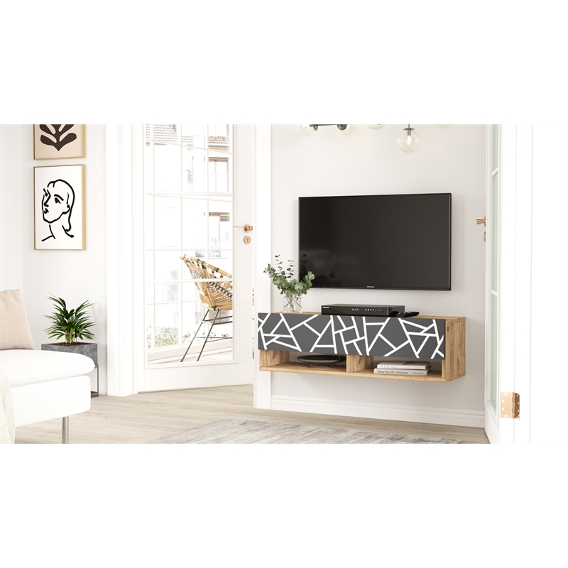 Future TV Unit Anthracite UV Print 40 inches Floating Entertainment Center