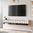 Future TV Unit Maze Pine-White UV Print 70 inches Floating Entertainment Center