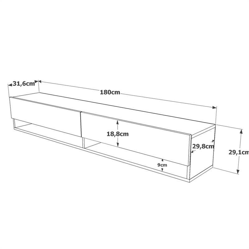 Future TV Unit Maze Pine-White UV Print 70 inches Floating Entertainment Center