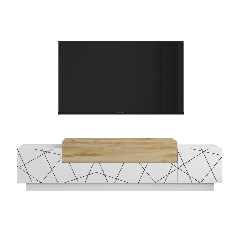 Floyd  TV Unit Stand White Felt  UV Print Entertainment Center Console 63 Inches