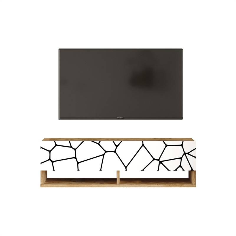 Future TV Unit Cobble Pine White UV Print 40 inches Floating Entertainment Unit