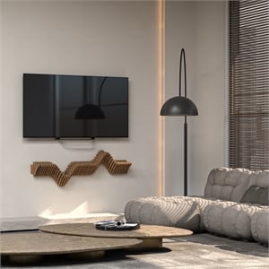 Batamex Parametrics 48&quot Floating Wavy Shelf Modern Geometric Wooden Wall Piece