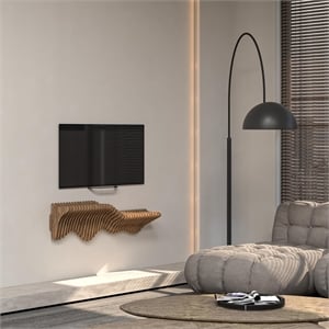 Batamex Parametric 36&quot Floating Wavy Shelf Modern Geometric Wooden Wall Piece