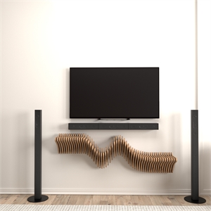 Parametric 40&quot Floating Wavy  Shelf  Geometric Wooden Wall Decor 3D Design