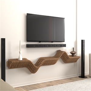 Batamex Parametric 63&quot Floating Shelf Modern Geometric Wooden 3D Wavy Wall Piece