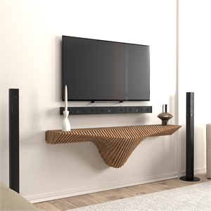 Batamex Parametric 50&quot Floating Shelf Modern Geometric 3D Wavy Wooden Wall Piece