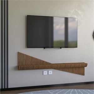 Batamex Parametric 60 inch Floating Shelf Geometric Wooden Wall Decor Oak Color