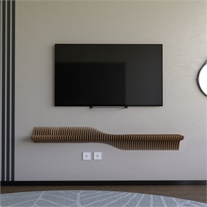 Batamex Parametric 60 inch Floating Shelf Geometric Wooden Wall Decor Oak Color