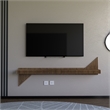 Batamex Parametric 65 inch Floating Shelf Modern Geometric Wall Decor Oak Color