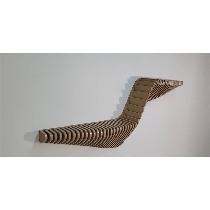 Batamex Parametric 57 inch Floating Shelf Geometric Wooden Wall Decor Oak Color