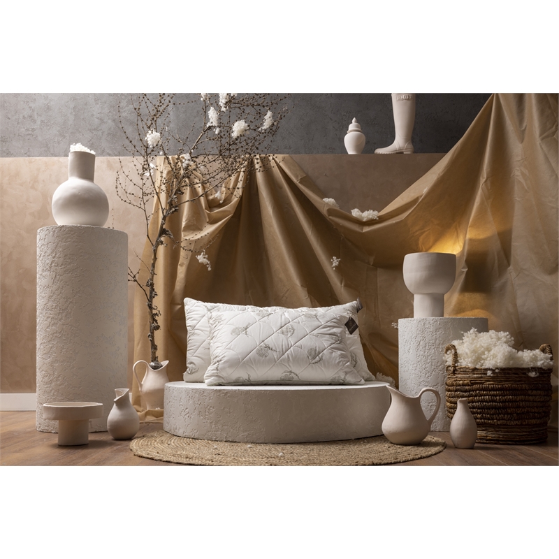 BATAMEX Duvetta Natural Wool Pillow with Protector Cover and Adjustable Filling