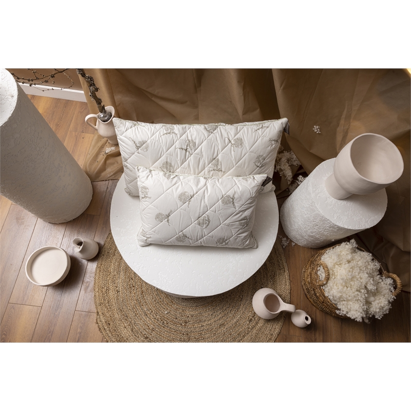 BATAMEX Duvetta Natural Wool Pillow with Protector Cover and Adjustable Filling
