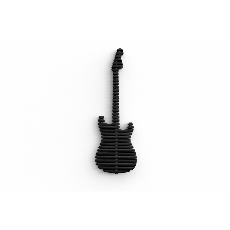 Elvis Parametric Wood Guitar Wall Decor Contemporary Sculptural Wall Art Black