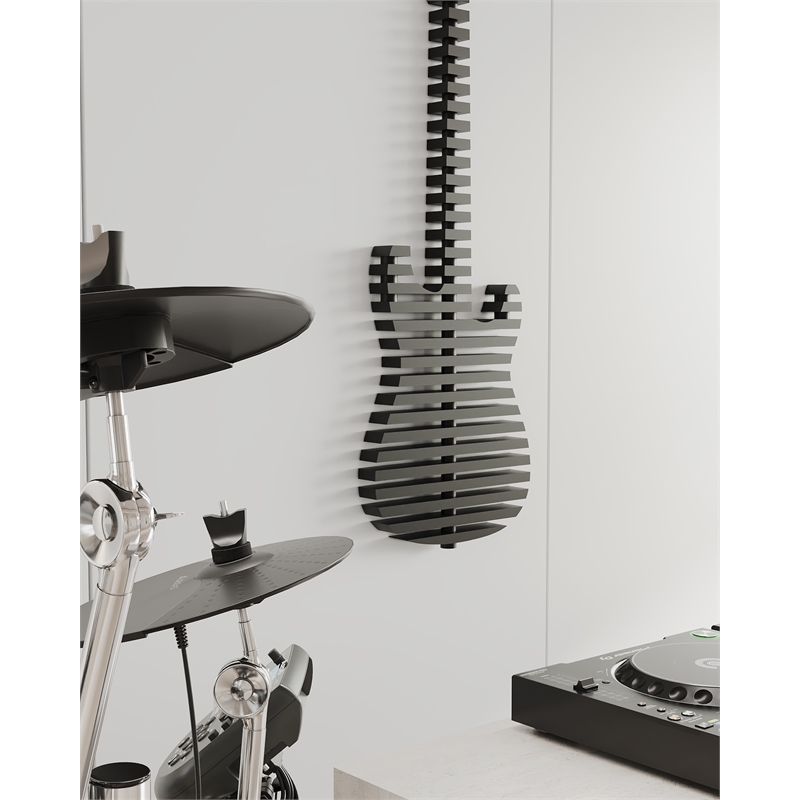 Elvis Parametric Wood Guitar Wall Decor Contemporary Sculptural Wall Art Black