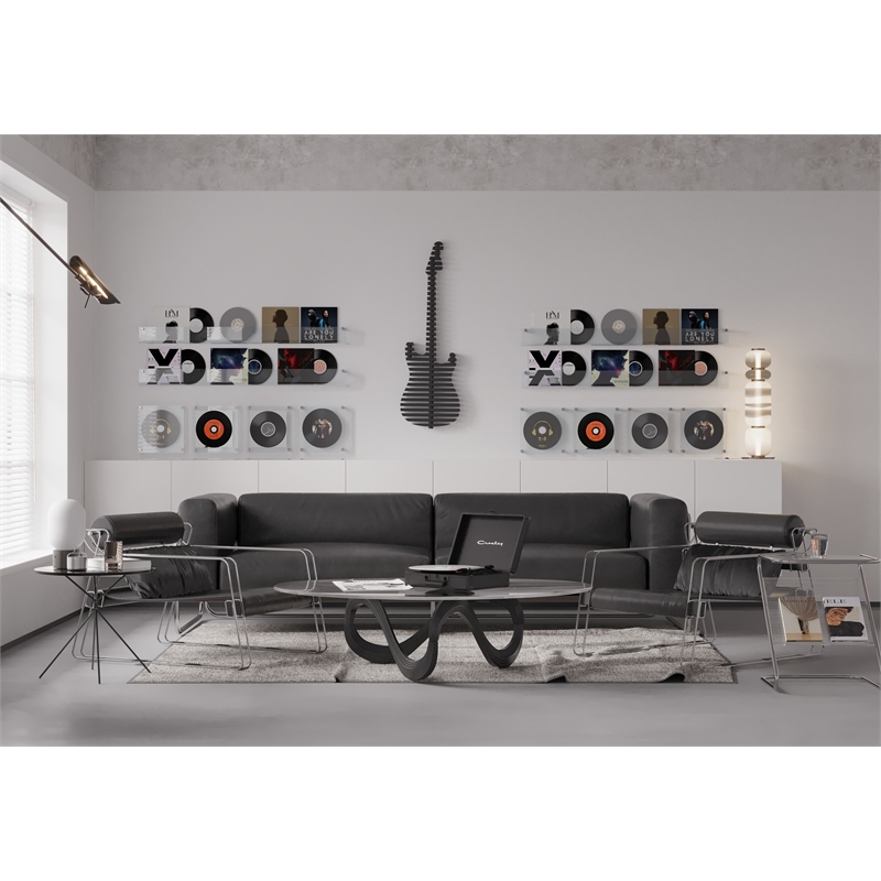 Elvis Parametric Wood Guitar Wall Decor Contemporary Sculptural Wall Art Black