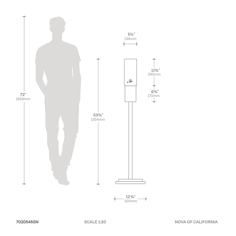 Luxe Floor Stand Touchless Hand Sanitizer Dispenser - 54 Matte Black