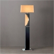 Half Moon Floor Lamp with Nightlight Dark Brown Etruscan Gold Linen Shade