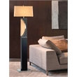 Half Moon Floor Lamp with Nightlight Dark Brown Etruscan Gold Linen Shade